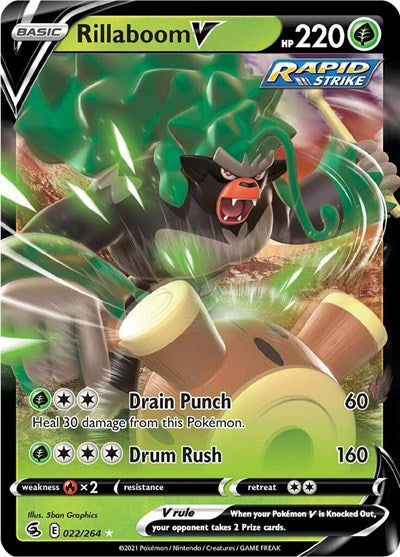 Rillaboom V (SWSH08) #022/264 Ultra Rare (Holofoil Near Mint) SWSH08: Fusion Strike Pokemon: 2021