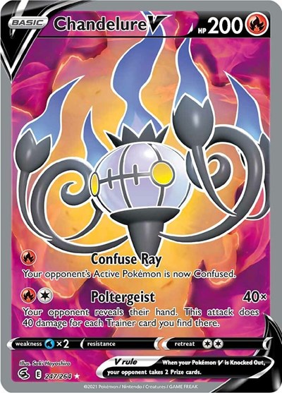 Chandelure V Full Art (SWSH08) #247/264 Ultra Rare (Holofoil Near Mint) SWSH08: Fusion Strike Pokemon: 2021