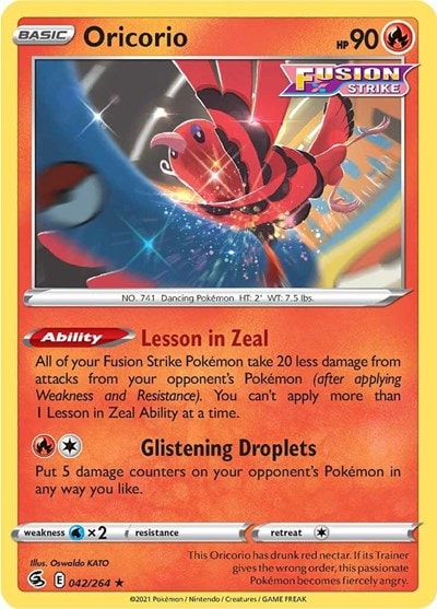 Oricorio (SWSH08) #042/264 Rare (Reverse Holofoil Near Mint) SWSH08: Fusion Strike Pokemon: 2021
