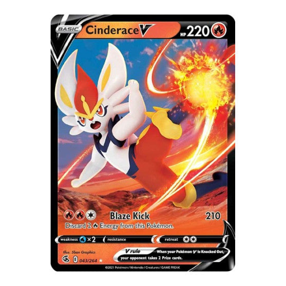 Cinderace V 43 (SWSH08) #043/264 Ultra Rare (Holofoil Near Mint) SWSH08: Fusion Strike Pokemon: 2021