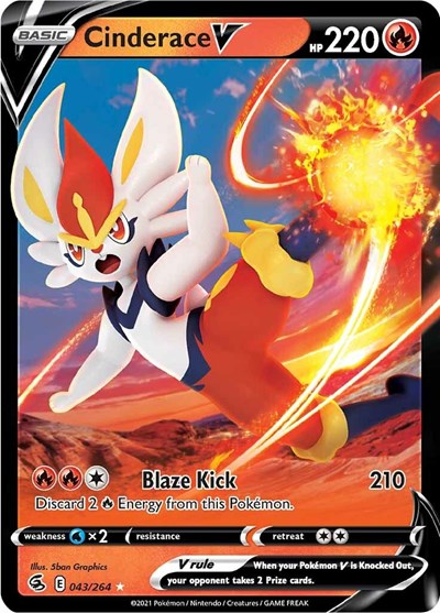 Cinderace V 43 (SWSH08) #043/264 Ultra Rare (Holofoil Near Mint) SWSH08: Fusion Strike Pokemon: 2021