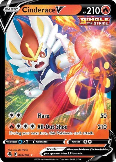 Cinderace V 44 (SWSH08) #044/264 Ultra Rare (Holofoil Near Mint) SWSH08: Fusion Strike Pokemon: 2021