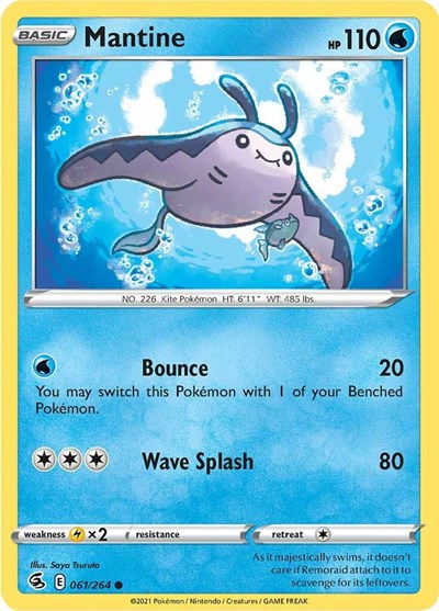 Mantine (SWSH08) #061/264 Common (Reverse Holofoil Moderately Played) SWSH08: Fusion Strike Pokemon: 2021