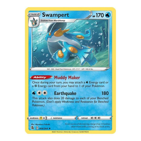 Swampert (SWSH08) #064/264 Holo Rare (Holofoil Near Mint) SWSH08: Fusion Strike Pokemon: 2021