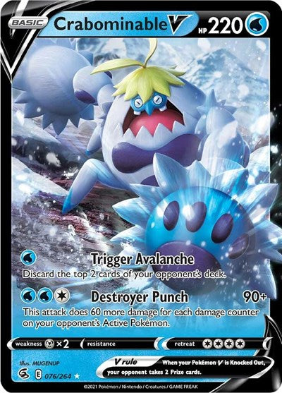 Crabominable V (SWSH08) #076/264 Ultra Rare (Holofoil Near Mint) SWSH08: Fusion Strike Pokemon: 2021
