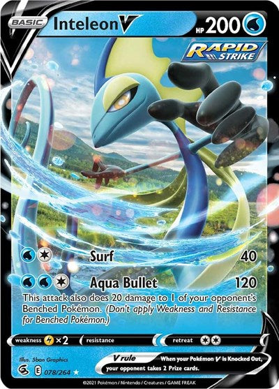 Inteleon V (SWSH08) #078/264 Ultra Rare (Holofoil Heavily Played) SWSH08: Fusion Strike Pokemon: 2021