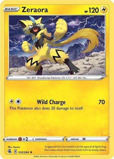 Zeraora (SWSH08) #102/264 Rare (Reverse Holofoil Moderately Played) SWSH08: Fusion Strike Pokemon: 2021
