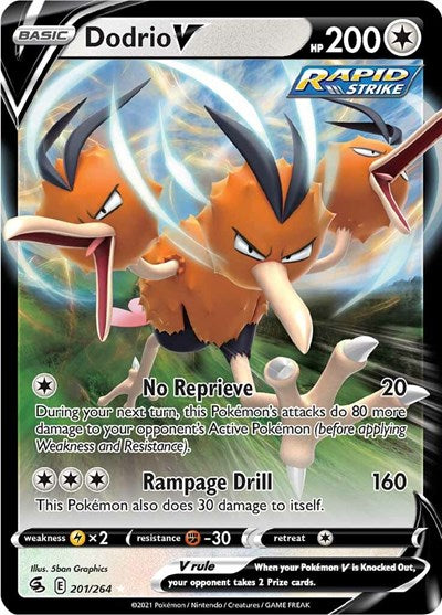 Dodrio V (SWSH08) #201/264 Ultra Rare (Holofoil Near Mint) SWSH08: Fusion Strike Pokemon: 2021
