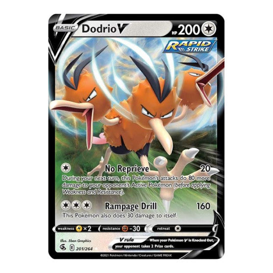 Dodrio V (SWSH08) #201/264 Ultra Rare (Holofoil Near Mint) SWSH08: Fusion Strike Pokemon: 2021
