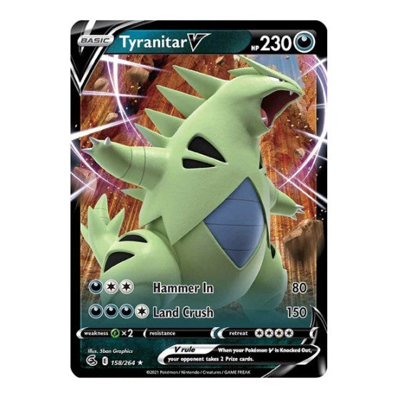 Tyranitar V (SWSH08) #158/264 Ultra Rare (Holofoil Near Mint) SWSH08: Fusion Strike Pokemon: 2021