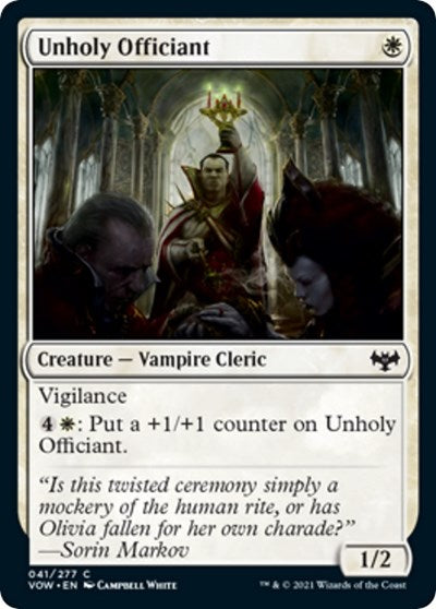 Unholy Officiant (VOW) #41 Common (Lightly Played) Innistrad: Crimson Vow Magic: The Gathering: 2021
