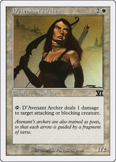 DAvenant Archer (6ED) #15 Common (Moderately Played) Classic Sixth Edition Magic: The Gathering: 1999