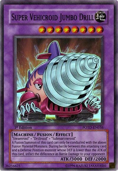 Super Vehicroid Jumbo Drill (POTD) #POTD-EN036 Super Rare (1st Edition Heavily Played) Power of the Duelist YuGiOh: 2006