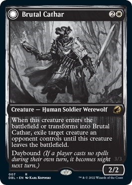 Brutal Cathar (DBL) #7 Rare (Damaged) Innistrad: Double Feature Magic: The Gathering: 2022
