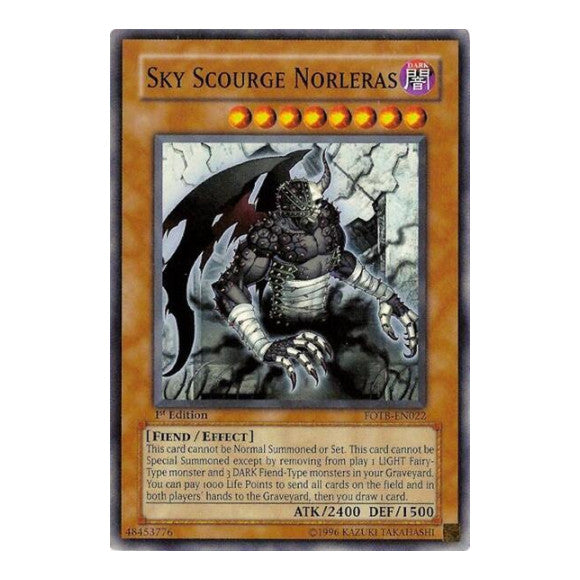 Sky Scourge Norleras (FOTB) #FOTB-EN022 Super Rare (1st Edition Damaged) Force of the Breaker YuGiOh: 2007