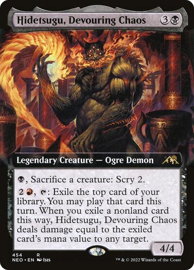 Hidetsugu Devouring Chaos Extended Art (NEO) #454 Rare (Foil Lightly Played) Kamigawa: Neon Dynasty Magic: The Gathering: 2022