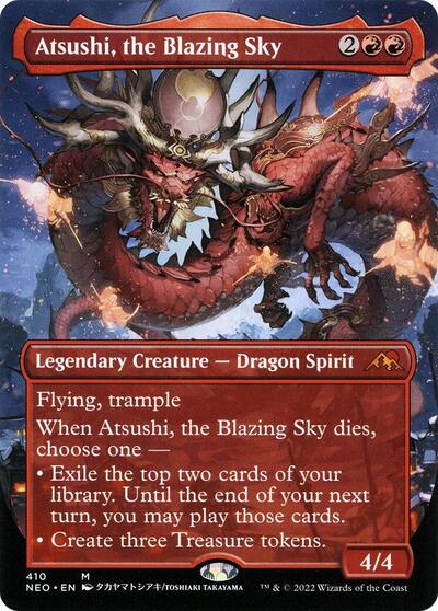 Atsushi the Blazing Sky Borderless (NEO) #410 Mythic Rare (Lightly Played) Kamigawa: Neon Dynasty Magic: The Gathering: 2022