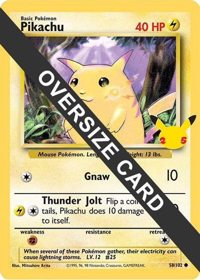 Pikachu 58 102 25th Anniversary (PR) #58/102 Promo (Heavily Played) Jumbo Cards Pokemon: 2015