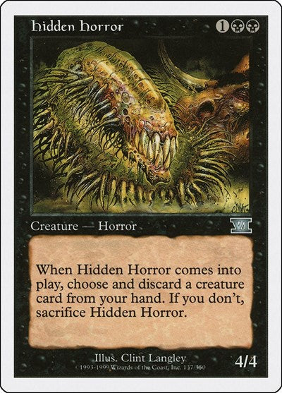 Hidden Horror (6ED) #137 Uncommon (Moderately Played) Classic Sixth Edition Magic: The Gathering: 1999
