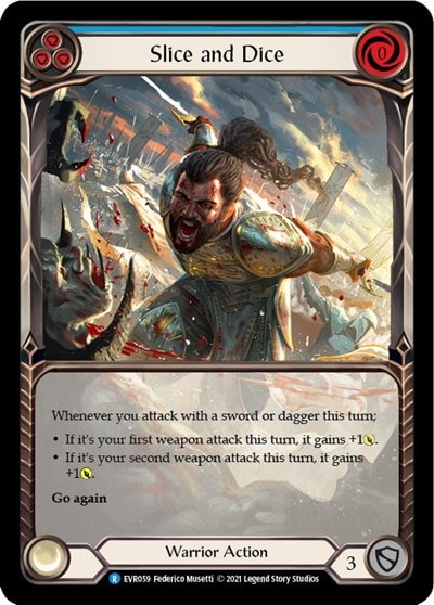 Slice and Dice Blue Extended Art (EVR) #EVR059 Rare (1st Edition Rainbow Foil Lightly Played) Everfest Flesh and Blood TCG: 2022