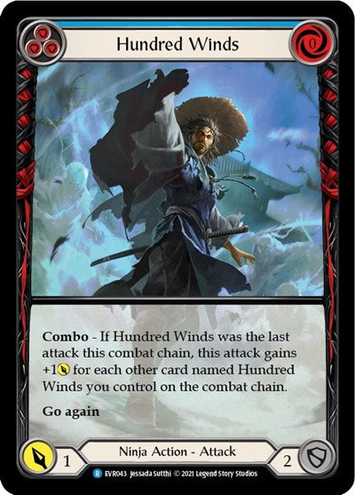 Hundred Winds Blue Extended Art (EVR) #EVR043 Rare (1st Edition Rainbow Foil Near Mint) Everfest Flesh & Blood TCG: 2022