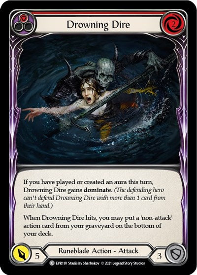 Drowning Dire Red (EVR) #EVR110 Common (1st Edition Normal Lightly Played) Everfest Flesh and Blood TCG: 2022