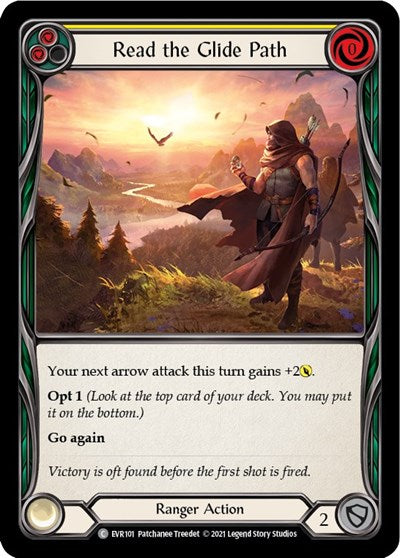 Read the Glide Path Yellow (EVR) #EVR101 Common (1st Edition Normal Lightly Played) Everfest Flesh and Blood TCG: 2022