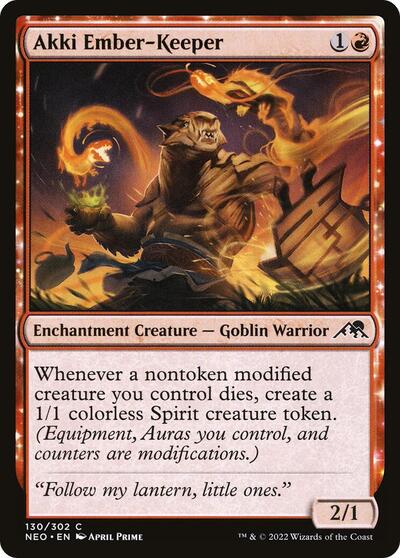 Akki Ember Keeper (NEO) #130 Common Kamigawa: Neon Dynasty Magic: The Gathering: 2022