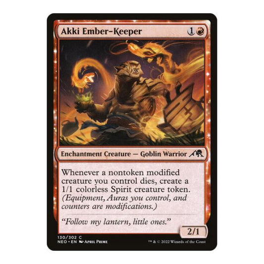Akki Ember-Keeper (NEO) #130 Common Kamigawa: Neon Dynasty Magic: The Gathering: 2022