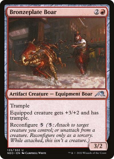 Bronzeplate Boar (NEO) #135 Uncommon (Lightly Played) Kamigawa: Neon Dynasty Magic: 2022