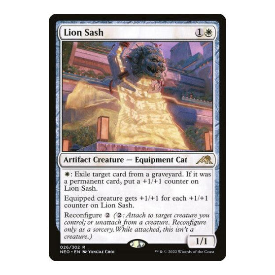 Lion Sash (NEO) #26 Rare (Foil Near Mint) Kamigawa: Neon Dynasty Magic: The Gathering: 2022