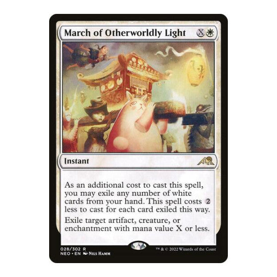 March of Otherworldly Light (NEO) #28 Rare (Foil Lightly Played) Kamigawa: Neon Dynasty Magic: The Gathering: 2022