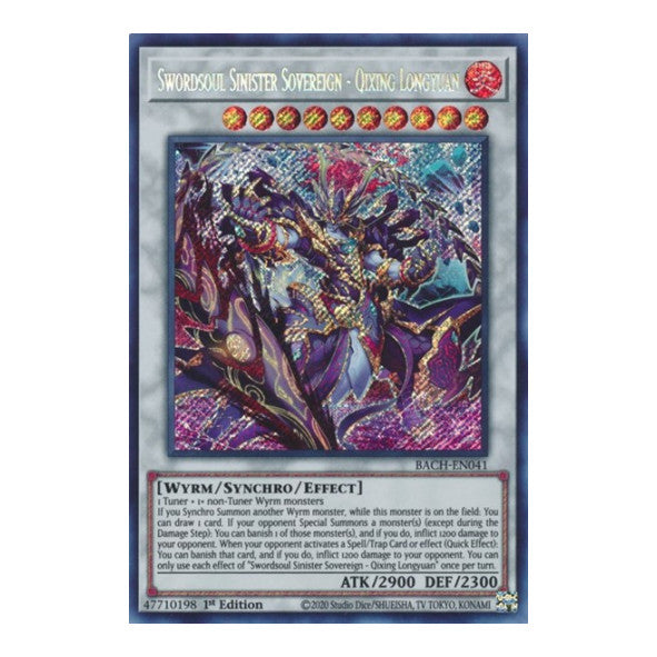 Swordsoul Sinister Sovereign Qixing Longyuan (BACH) #BACH-EN041 Secret Rare (1st Edition Near Mint) Battle of Chaos YuGiOh: 2022