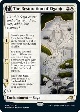 The Restoration of Eiganjo (NEO) #34 Rare (Lightly Played) Kamigawa: Neon Dynasty Magic: The Gathering: 2022
