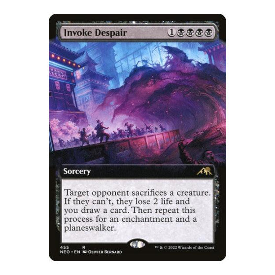 Invoke Despair Extended Art (NEO) #455 Rare (Near Mint) Kamigawa: Neon Dynasty Magic: The Gathering: 2022