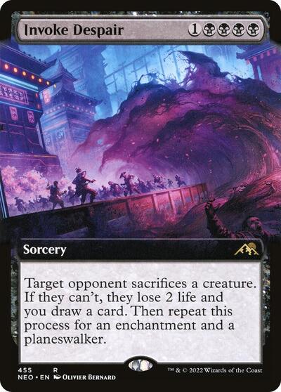 Invoke Despair Extended Art (NEO) #455 Rare (Near Mint) Kamigawa: Neon Dynasty Magic: The Gathering: 2022