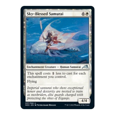Sky Blessed Samurai (NEO) #37 Uncommon Kamigawa: Neon Dynasty Magic: The Gathering: 2022