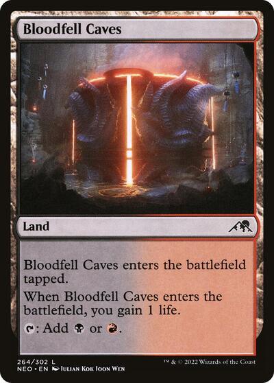 Bloodfell Caves (NEO) #264 Land (Lightly Played) Kamigawa: Neon Dynasty Magic: The Gathering: 2022
