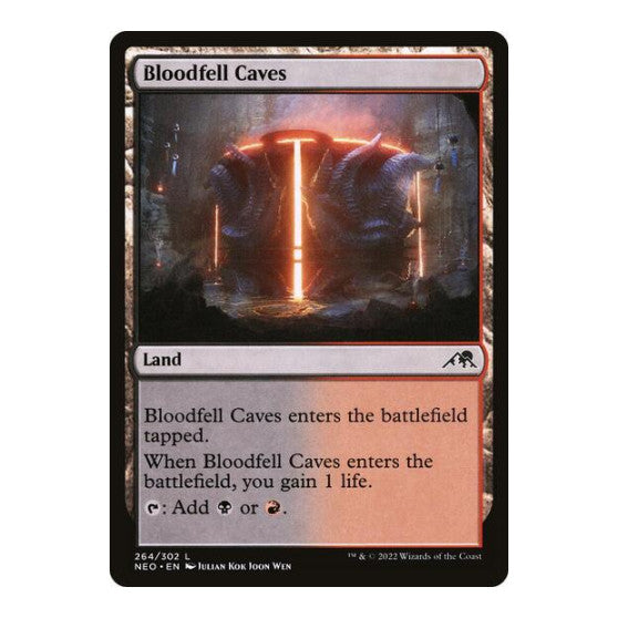 Bloodfell Caves (NEO) #264 Land Kamigawa: Neon Dynasty Magic: The Gathering: 2022