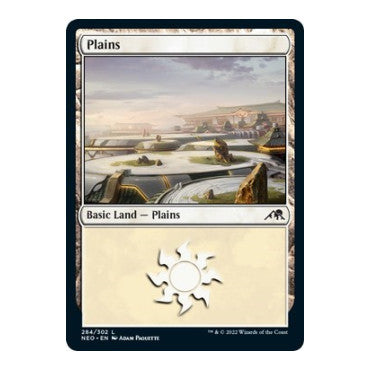 Plains 284 (NEO) #284 Land (Foil Lightly Played) Kamigawa: Neon Dynasty Magic: The Gathering: 2022