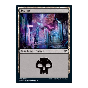Swamp 288 (NEO) #288 Land (Foil Lightly Played) Kamigawa: Neon Dynasty Magic: The Gathering: 2022