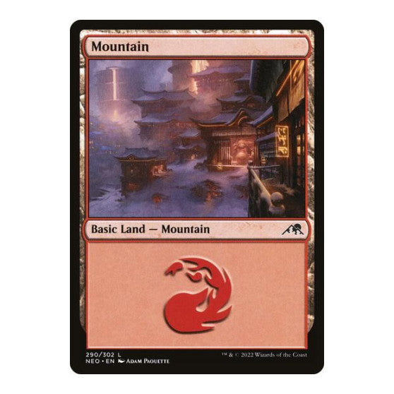 Mountain 290 (NEO) #290 Land (Foil Lightly Played) Kamigawa: Neon Dynasty Magic: The Gathering: 2022