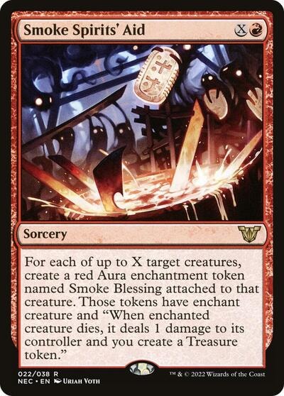 Smoke Spirits Aid (NEC) #22 Rare (Lightly Played) Commander: Kamigawa: Neon Dynasty Magic: The Gathering: 2022