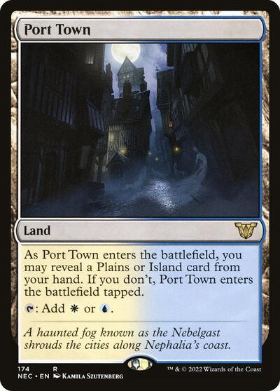 Port Town (NEC) #174 Rare (Lightly Played) Commander: Kamigawa: Neon Dynasty Magic: The Gathering: 2022