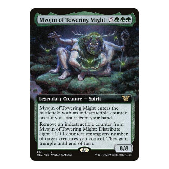 Myojin of Towering Might Extended Art (NEC) #68 Rare (Lightly Played) Commander: Kamigawa: Neon Dynasty Magic: The Gathering: 2022