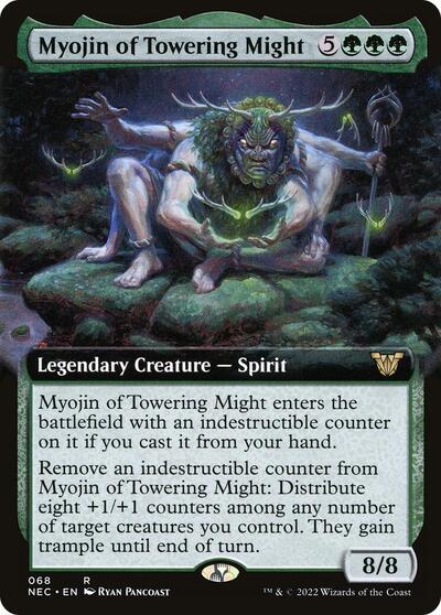 Myojin of Towering Might Extended Art (NEC) #68 Rare (Lightly Played) Commander: Kamigawa: Neon Dynasty Magic: The Gathering: 2022