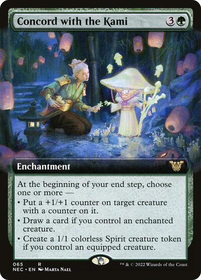 Concord with the Kami Extended Art (NEC) #65 Rare (Near Mint) Commander: Kamigawa: Neon Dynasty Magic: The Gathering: 2022