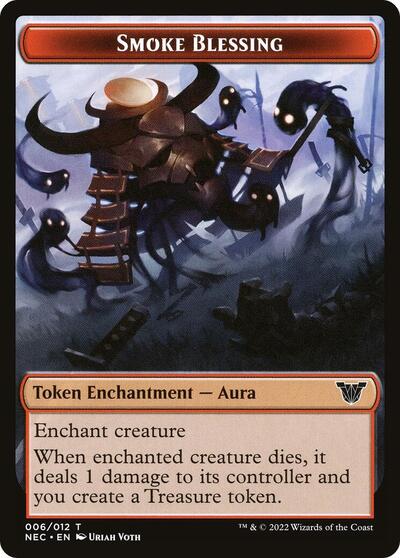 Smoke Blessing Treasure Double Sided Token (NEC) #6 // 17 T (Damaged) Commander: Kamigawa: Neon Dynasty Magic: The Gathering: 2022