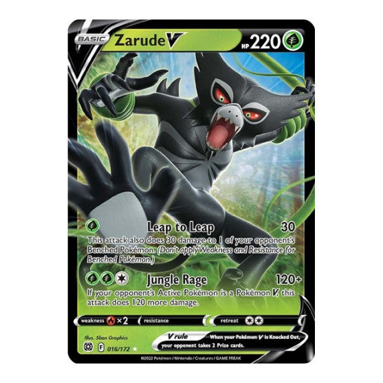 Zarude V (SWSH09) #016/172 Ultra Rare (Holofoil Near Mint) SWSH09: Brilliant Stars Pokemon: 2022