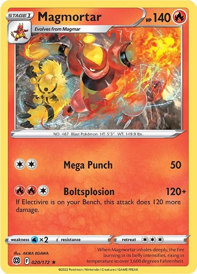 Magmortar (SWSH09) #020/172 Rare (Near Mint) SWSH09: Brilliant Stars Pokemon: 2022